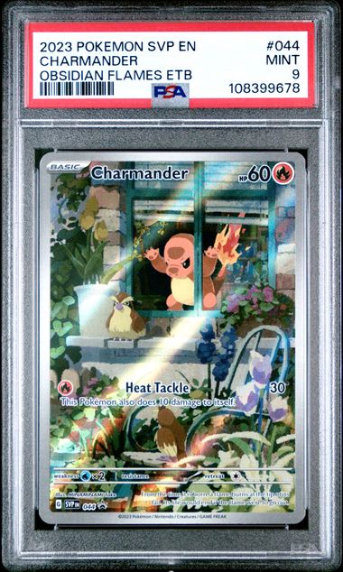 2023 POKEMON SVP EN-SV BLACK STAR PROMO #044 CHARMANDER OBSIDIAN FLAMES ETB PSA 9
